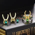 Loki Helmet набор украшений для женщин Superhero Thor Loki мощные серьги-гвоздики набор колец реквизит для косплея модные ювелирные изделия 2021