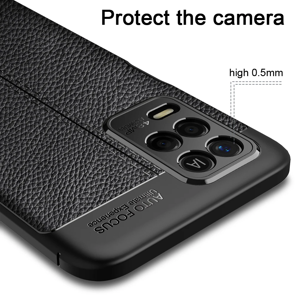 keysion shockproof case for realme 8 5g 8 pro q3 v13 leather texture silicone phone back cover for oppo reno 5 pro lite 5f 5k 5z free global shipping