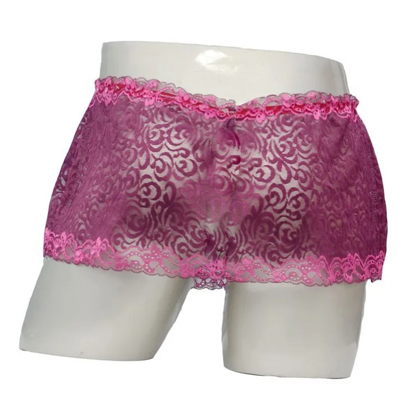 Мужское сексуальное нижнее белье с цветочным кружевом на бретельках эффектом