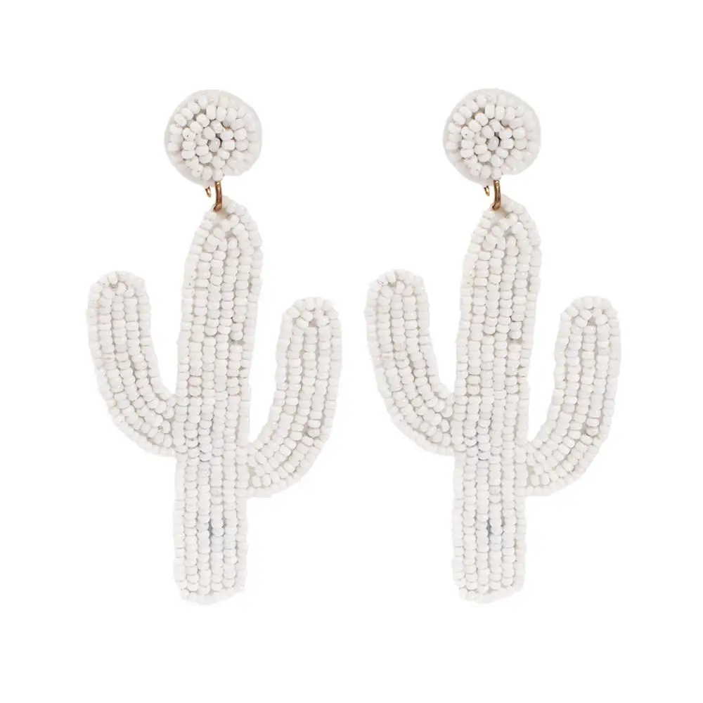 White Earrings MANILAI, модные кактусы, бисерные Висячие серьги, для женщин,, Богемия, массивные, ручная работа, разные цвета, подарок, вечерние ювелирные изделия - Окраска металла: White Earrings