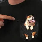 Футболка с английским бульдогом с внутренним карманом, Хлопковая мужская футболка для любителей собак, сделанная в США, мультяшная футболка для мужчин, унисекс, новая модная футболка sbz6089