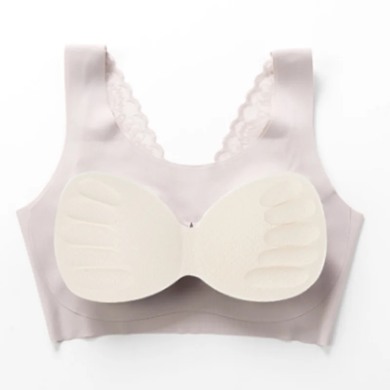 

Thailand latex popular deep V lace back no trace no steel ring sleeping underwear sports Yoga vest bra