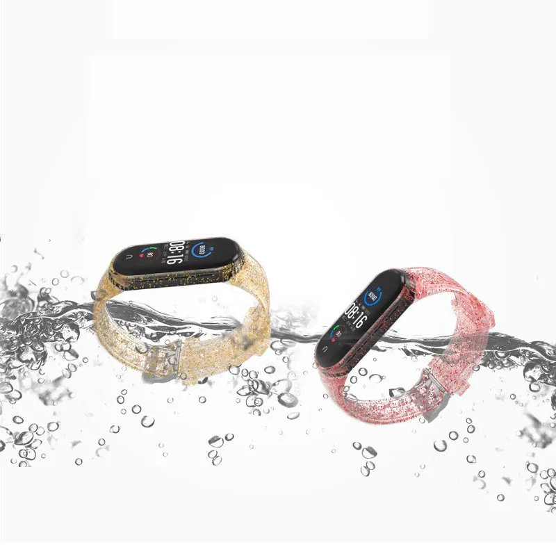 Блестящий силиконовый браслет для Mi Band 5 4 3 сменный ремешок смарт часов Xiaomi NFC