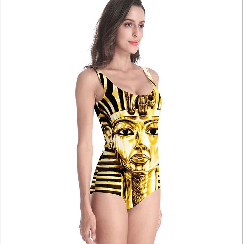 

Egyptian Tomb Pharaoh Long Sleeve Swimsuits Swimwear One Piece Bathing Suit 2020 New Digital Print Beachwear One-piece Swimsuit