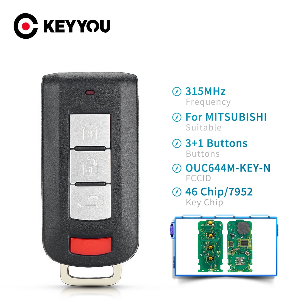KEYYOU безключевой go Smart Remote Автомобильный ключ 315 МГц ID46 PCF7952 для Mitsubishi Lancer Outlander 2008