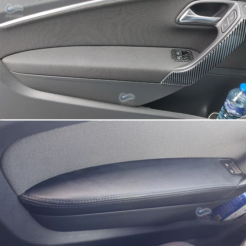 

ONLY 3 DOORS Car Accessories Front 2 Doors Armrest Panel Microfiber Leather Cover Trim For VW Polo 2011 2012 2013 2014 2015 2016