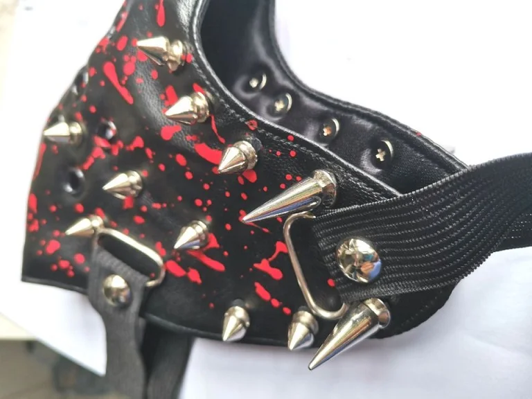 Длинная кожаная маска с заклепками для Хэллоуина вечеринки косплея в стиле