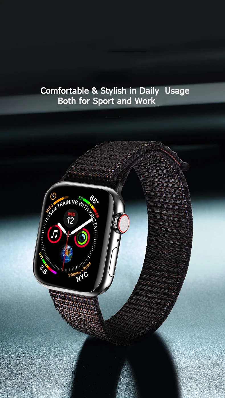Hoco нейлоновый ремешок для Apple Watch, 4 ремешка, 44 мм, 42 мм, 40 мм, 38 мм, браслет Pulseira, аксессуары для часов, подходит для Apple Watch Series 5 Correas