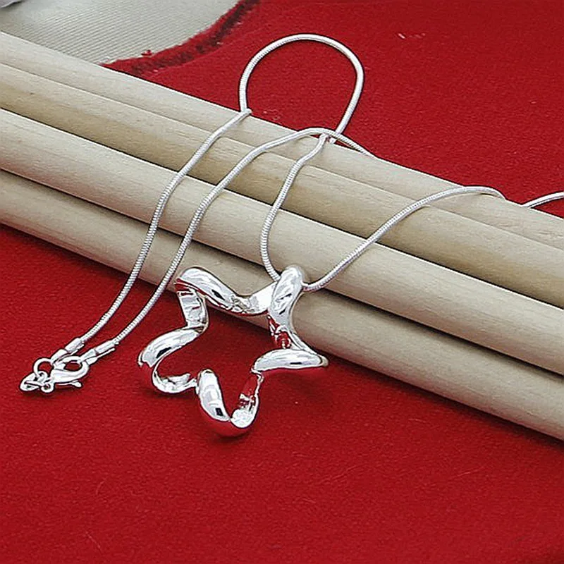 Хит продаж 925 Серебряное ювелирное Брендовое ожерелье 18 дюймов модное женское с