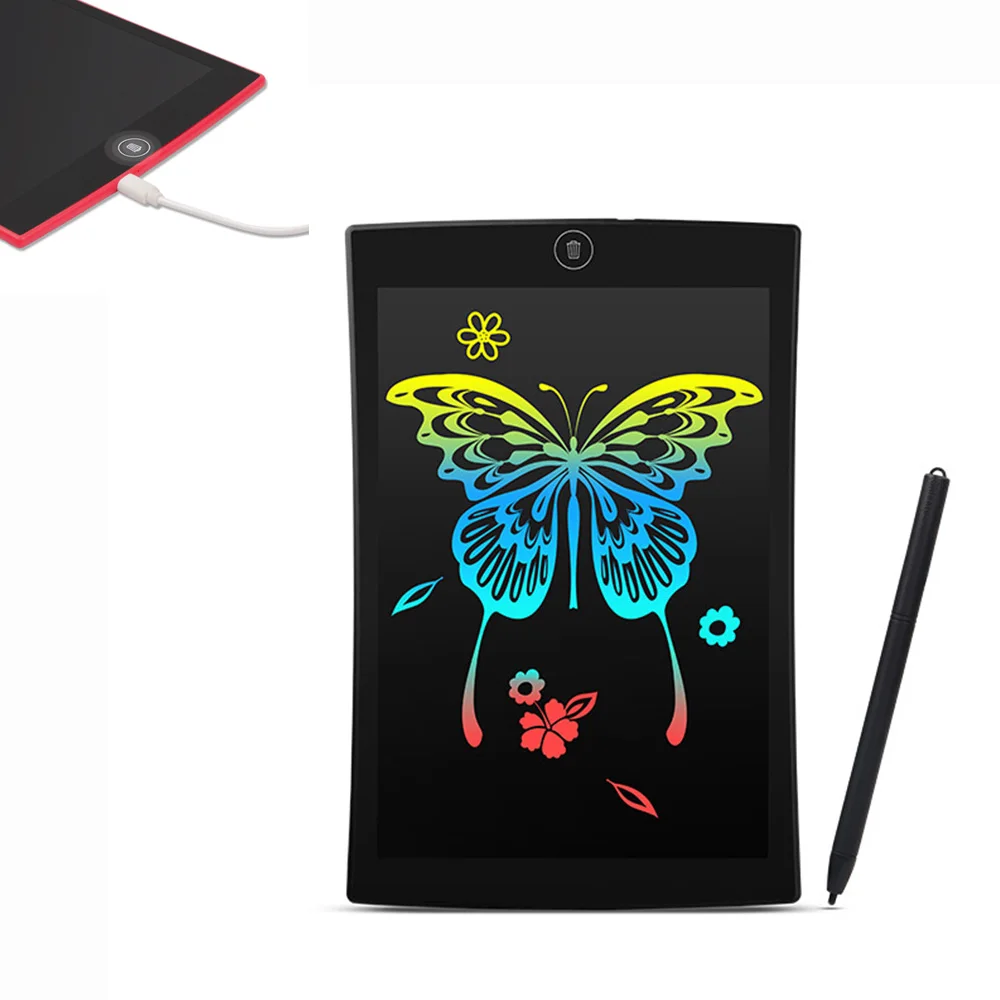 rechargeable black Игрушки для рисования 4,4/8,5/9,5/12 дюймов ЖК-доска для письма и письма, ультра-тонкие планшеты, портативные, для детей, умные, для раннего образования - Цвет: rechargeable black