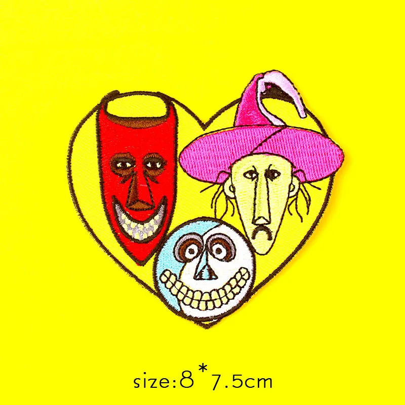 Череп патч Железо на одежду странные вещи сердце вышитые патчи для одежды панк
