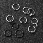 Новые серьги-кольца в стиле панк для мужчин, модные уличные серьги, женские каффы, винтажные черные складные круглые серьги для хряща