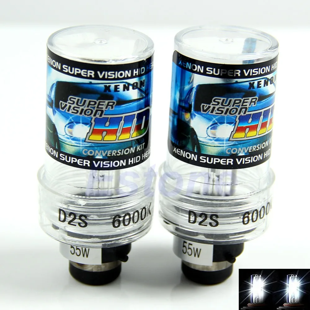 

New 2Pcs Headlight D2S 6000K 55W HID Replacement Headlight Bulb Car Light Lamps