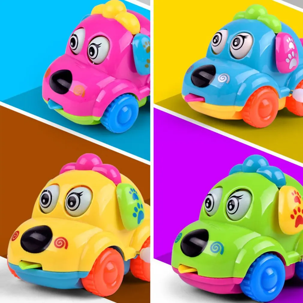 Kawaii милые Мультяшные животные игрушки собаки бегущий автомобиль заводные