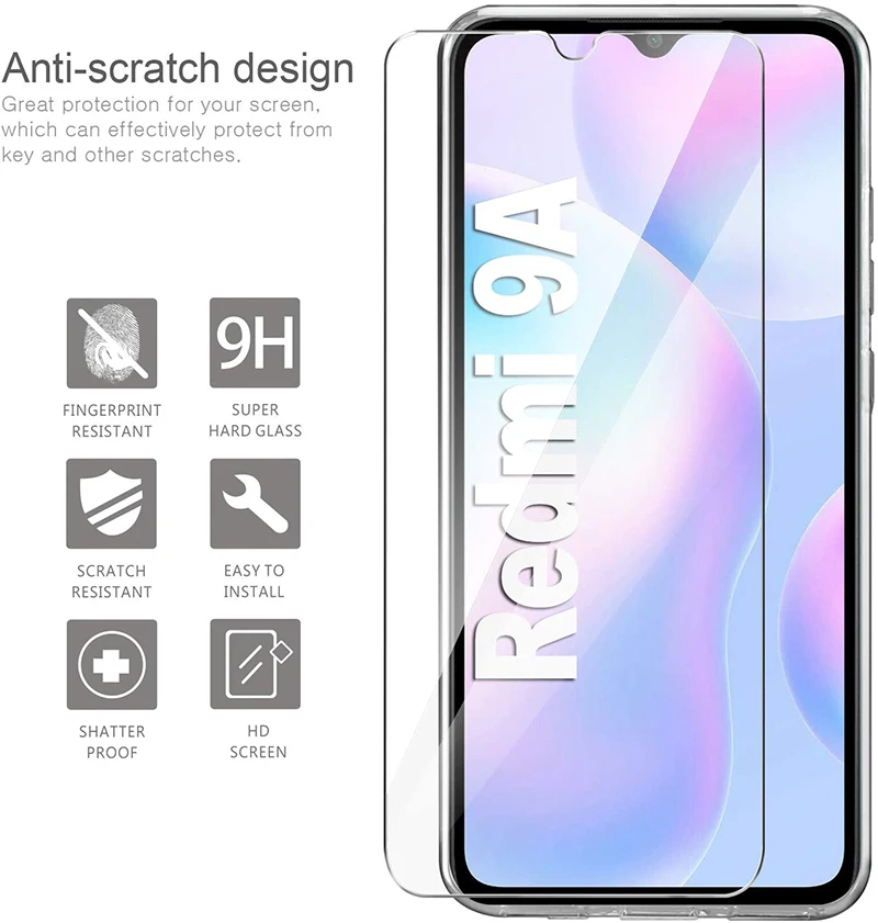 9D закаленное стекло для Redmi 9 защитное крышка Взрывозащищенная пленка телефона
