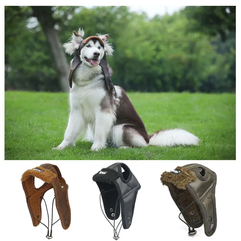 Новая осенне зимняя теплая ветрозащитная шапка пилот для собак кожаный материал