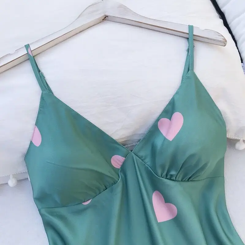 

Sexy Lingerie Satin Silk Pyjamas Women Sleepwear Summer Pijamas Women Pyjama Femme Heart Pajamas For Women Set Sexy Nightwear