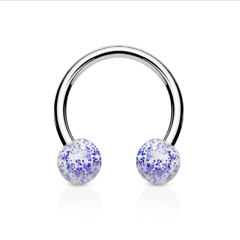 Поддельные пирсинг украшения для носа и тела женщин Подкова 7 шт блестящий шар