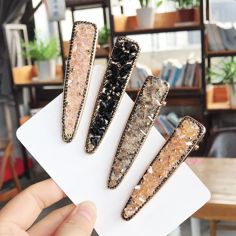 

New Ins Women Girls Hairpins Headwear Korea Crystal Rhine Stone Barrettes Hair Ornaments Fashion Hair Accessories Gift Wholesale