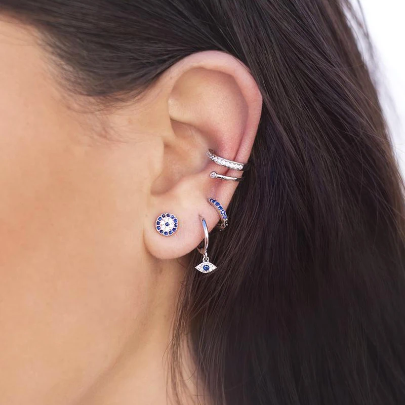 Новый повезло глаз 925 кольцо из стерлингового серебра с голубым глаза чистым