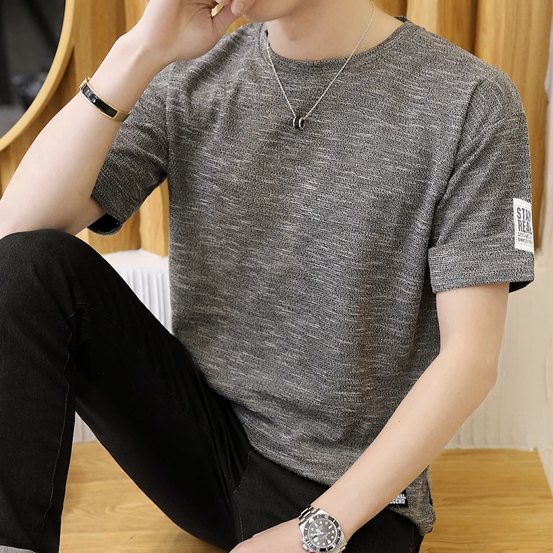 

Men's Short Sleeve Tee 2021 New Spring Cotton White Half Sleeve Trend Tee