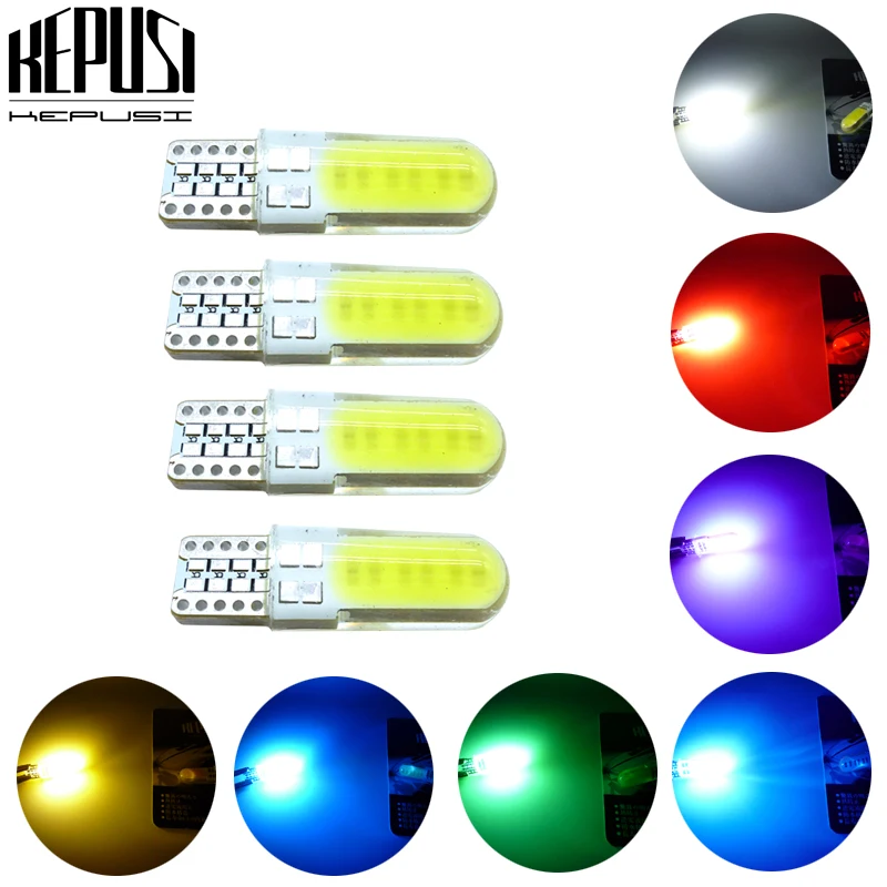 

Светодиодсветильник лампа для салона автомобиля 4x T10 W5W, COB, 12 В, 168, 194, 501, парковочная лампа с боковым клином для lada, Стайлинг автомобиля