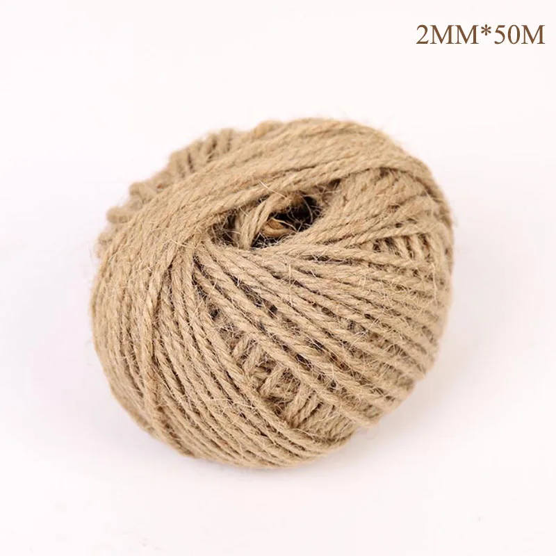 Jute Rope 50m Taoup 5 м/10 м имитация зеленых листьев плетеная пеньковая веревка деревенский Свадебный декор винтажные Свадебные аксессуары натуральный Toile De Jute - Цвет: Jute Rope 50m