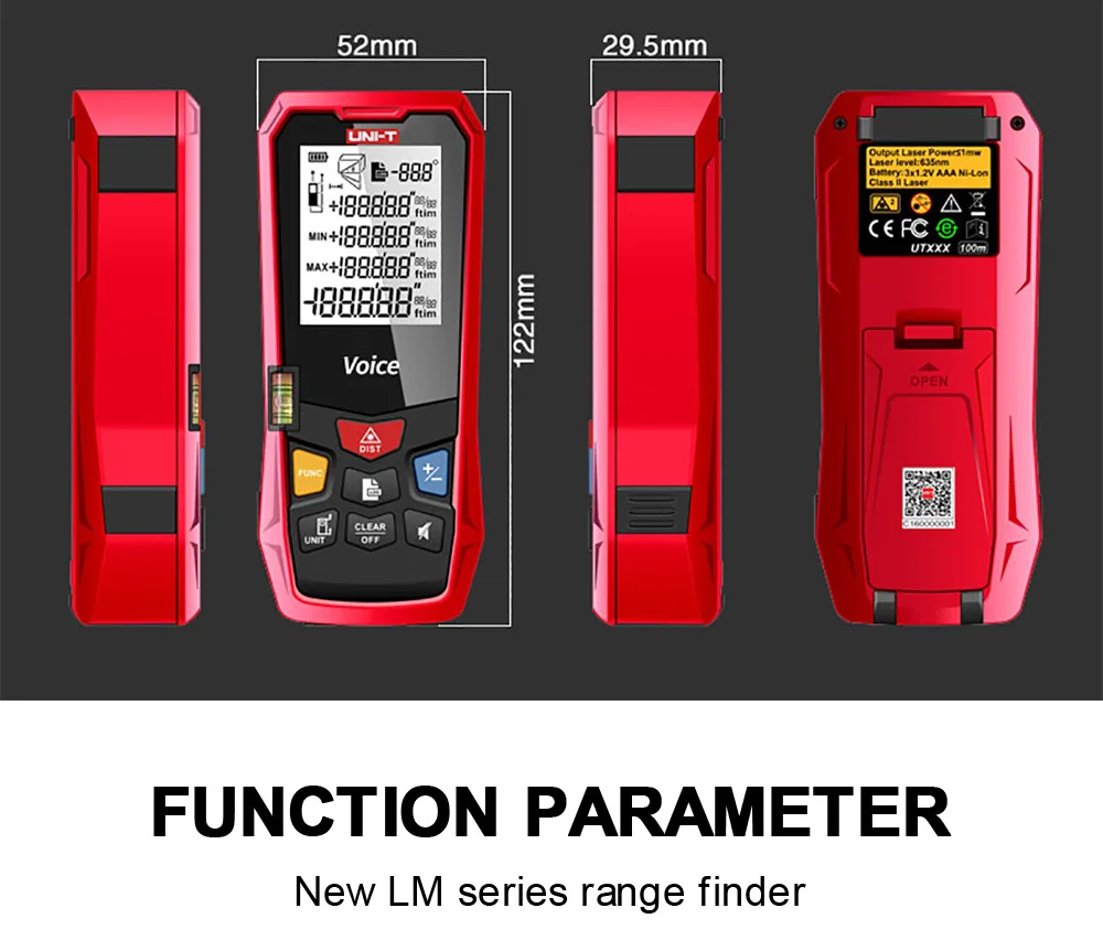 UNI-T Handheld Laser Rangefinder Distance Meter LM40 40M 50M 60M Medidor Laser Tape Build Measure Device Electronic Ruler