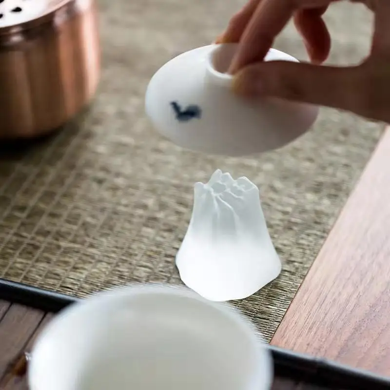 Cubierta de vidrio hecha a mano, cubierta de cristal de olla de vidrio, decoraci&oacute;n transparente de diamante, accesorios de juego de t&eacute; de Kung Fu, ceremonia del t&eacute;-2