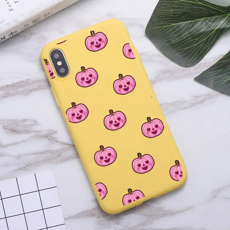 

pumpkin Fallen leaves Phone Case Candy Color for iPhone 6 7 8 11 12 s mini pro X XS XR MAX Plus