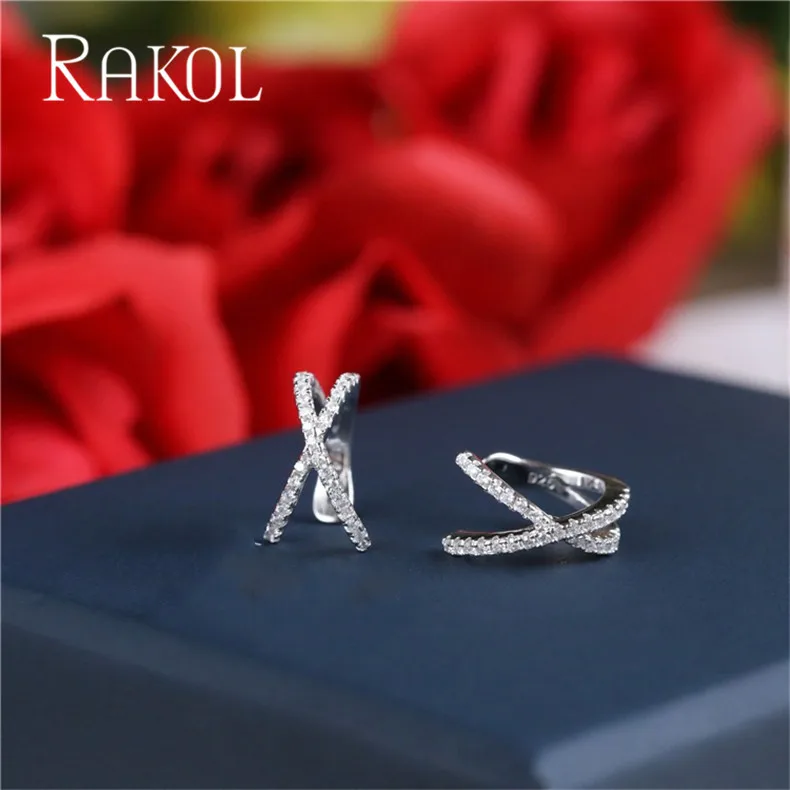 RAKOL, новинка, стильные, персональные, кросс-линия, клипсы для ушей, X-letter, серьги для девушек, женщин, повседневные аксессуары для платья RE22390