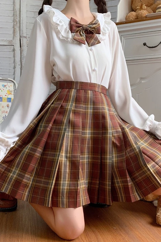 

Moko White Shirt Lolita Inner Match Doll Collar Long Sleeve JK Uniform White Shirt Women's Niche Top anime school girl uniform