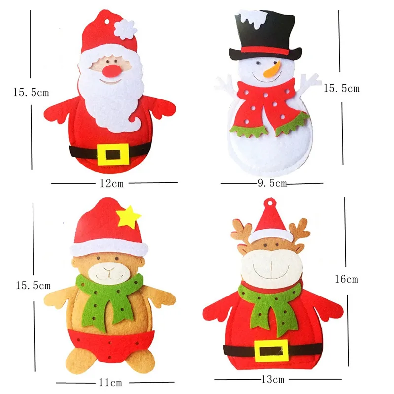 12 шт./лот Рождественский Декор карманная сумка для вилки ножа 4 узора милый набор