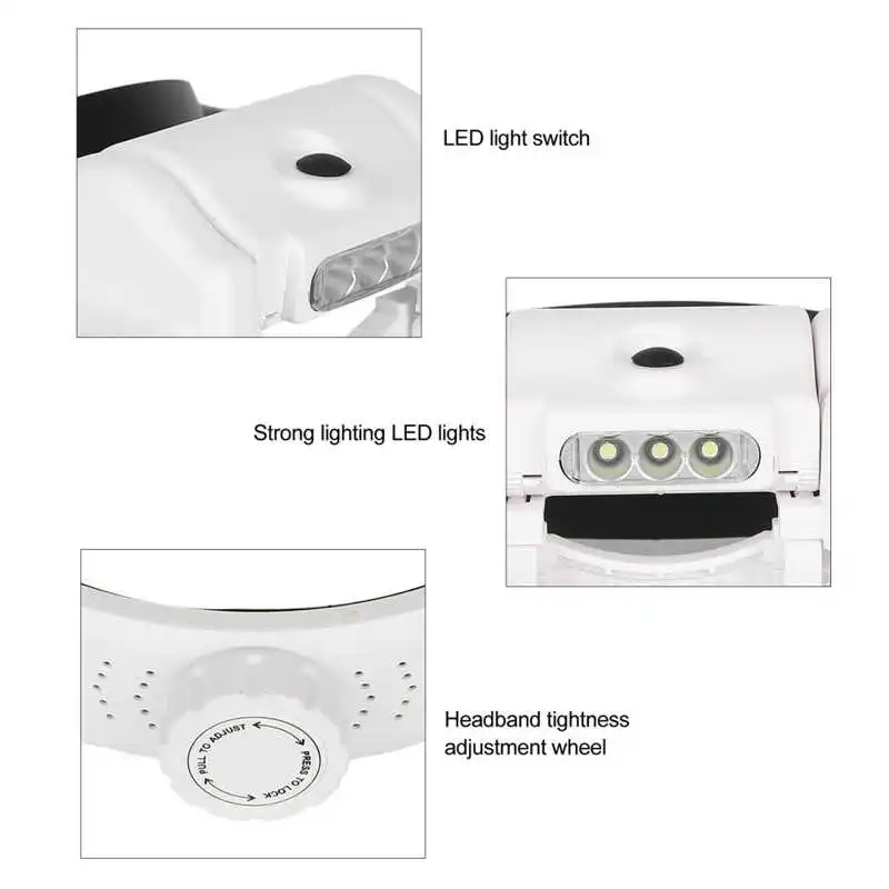 

Head Loupe 43-330mm Lens Focal Length Adjustable Headband Magnifier for Tattoo for Watch Repair for Eyelash Beauty for Reading