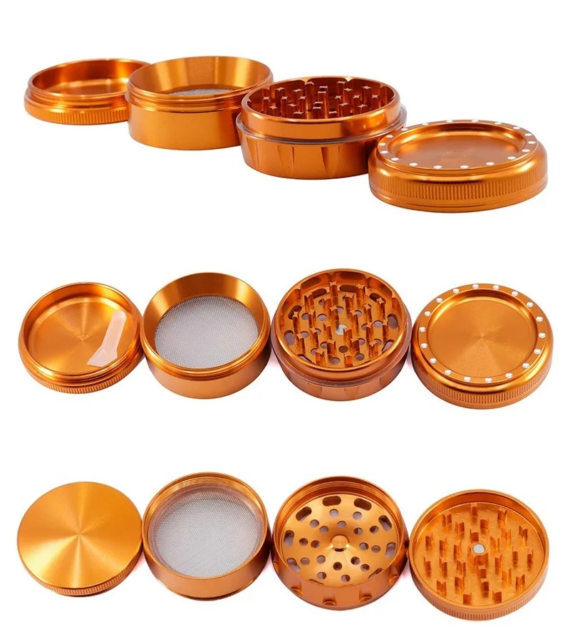 

5pcs New four-layer aluminum alloy female hole concave point straight diameter 63mm round dot cigarette machine Smoke grinder