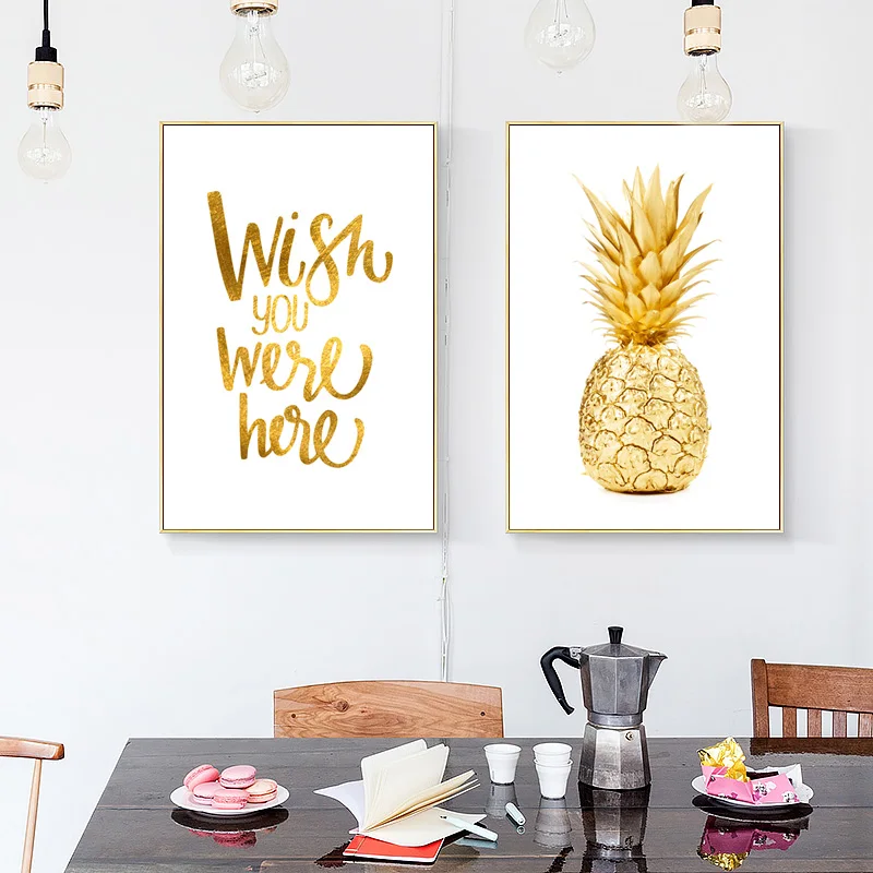 Кавычки Настенная живопись абстрактные плакаты и принты желтый ананас украшение