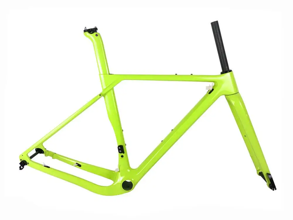 Light Yellow Glossy Spcycle 700* 40C аэро карбоновая гравия велосипедная рама дисковый тормоз Велокросс, дорога рамы для велосипеда передние 100*15 мм задние 142*12 мм через ось - Цвет: Light Yellow Glossy