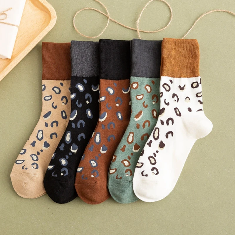 Модная модель &quotулица&quot с леопардовым принтом хлопковые женские носки новейшие
