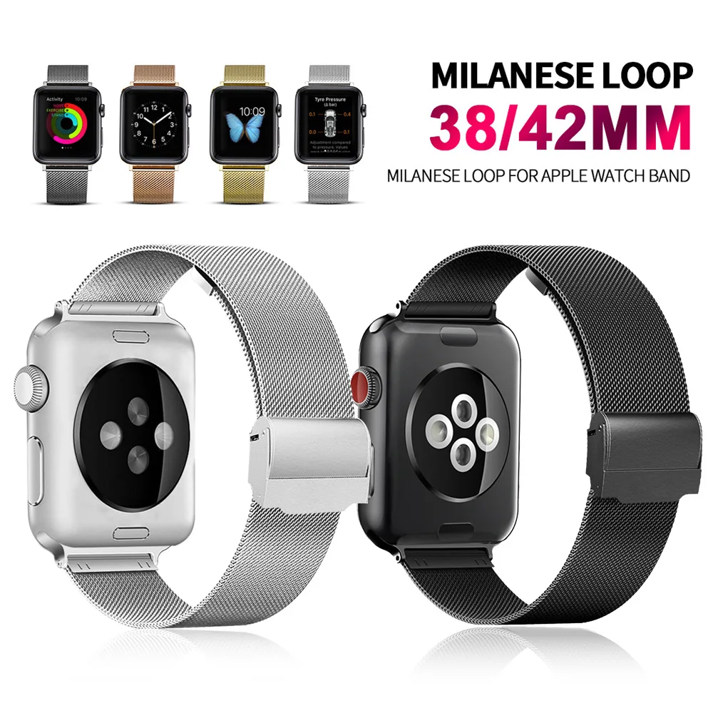 Миланский Браслет спортивный ремешок для часов для Apple iwatch 5/4/3/2/1 ремешок для наручных часов относится к 38mm40mm42mm44mm мессенджер через плечо на магнитной застежке в едином положении во время занятий легкой атлетикой, спортивный напульсник, аксессуары