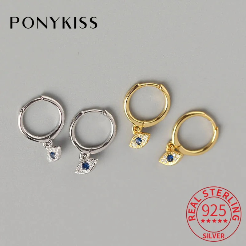 Женские серьги кольца с глазами дьявола PONYKISS вечерние из 100% стерлингового