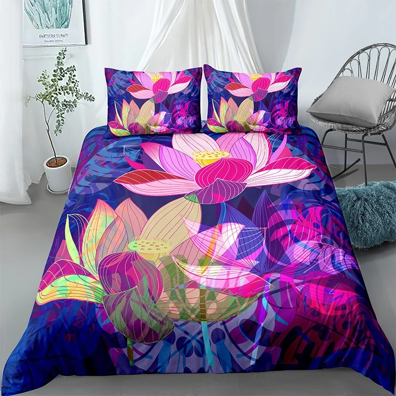 

Fantasy Lotus Flower 3D Print Comforter Bedding Set Duvet Covers Pillowcases Home Textile Luxury Queen King Size Kids Gift Adult