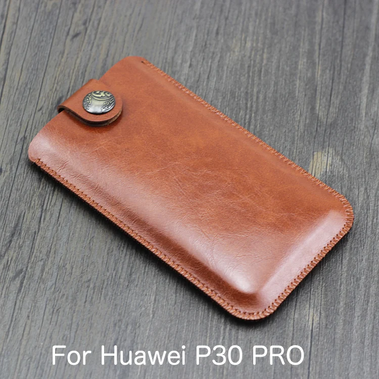 

P30 PRO Universal Fillet holster Phone Straight leather case Retro buckle style For Huawei P30PRO pouch