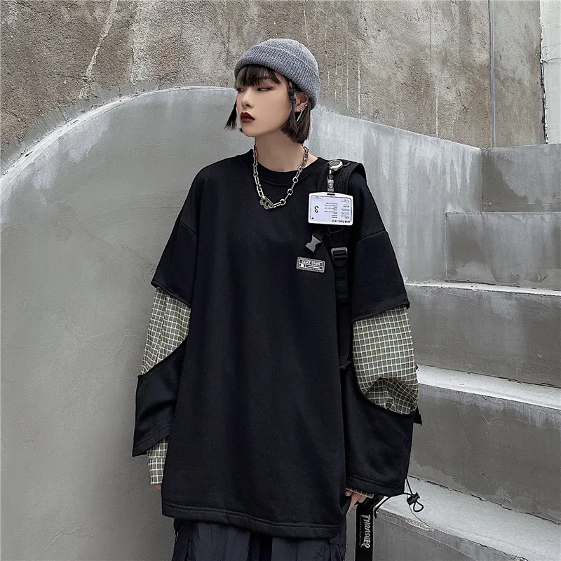 

Long Sleeve Fake Street Style Hip Hop Big Shirts Men Women Clothing Fashion 2021 New Oversized Tees Clothes T Shirt New Harajuku