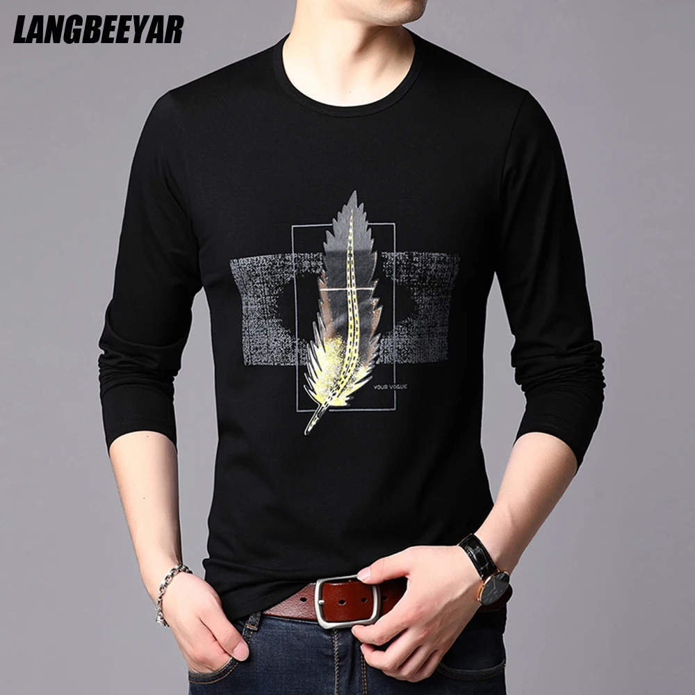 

Top Quality New Fashion Brand Men Graphic t Shirts Oversized Long Sleeve Plain Printing Round Neck Tops Casual Mens Clothes