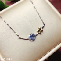 kjjeaxcmy fine jewelry natural sapphire 925 sterling silver women pendant necklace chain support test classic