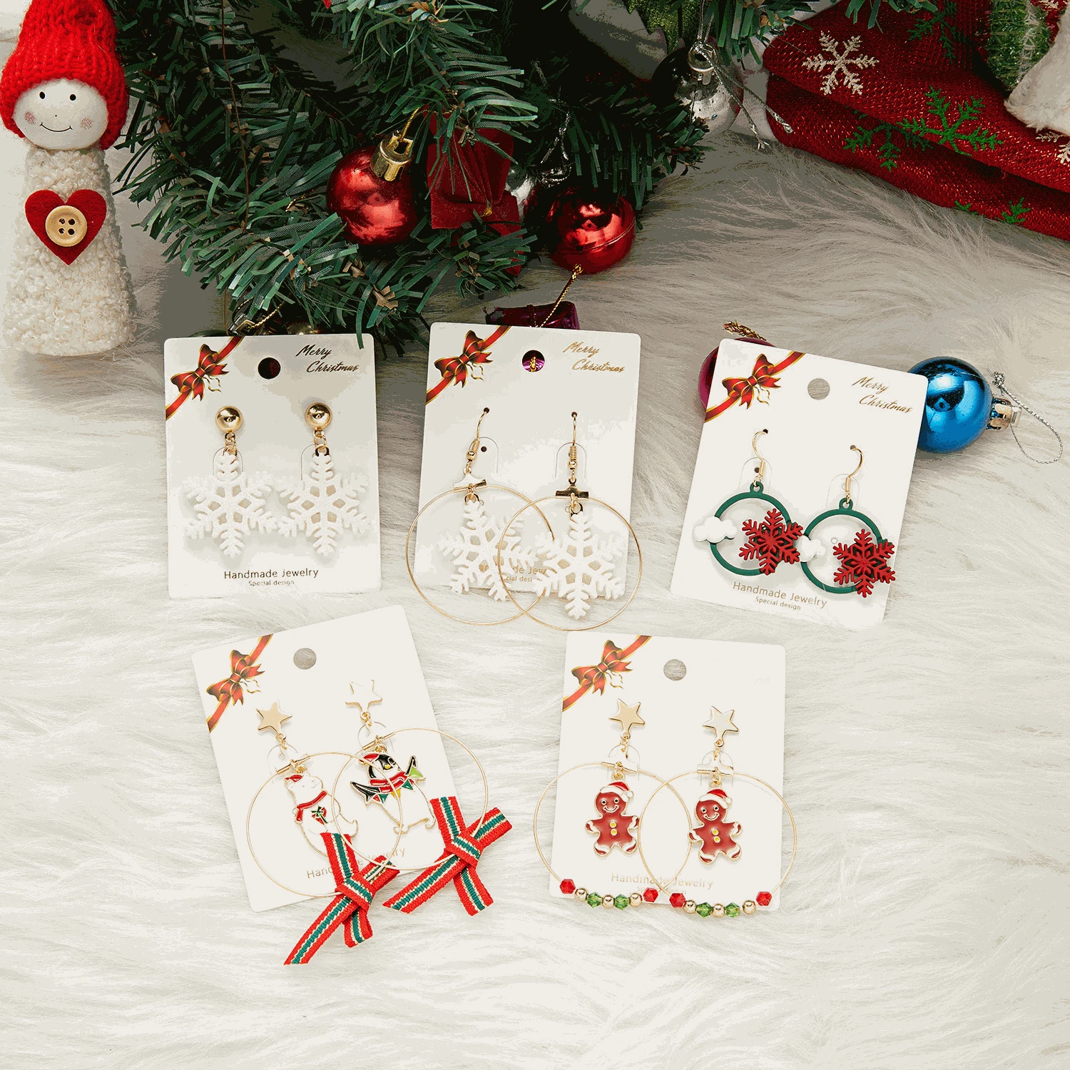 

New Christmas Earrings Women Popular Snowflake Resin Acrylic Earrings Cute Penguin Gingerbread Man Earrings Girls Christmas Gift