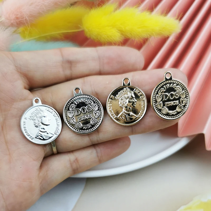 10 шт. подвеска в виде монеты золотистого/серебристого цвета | Украшения и