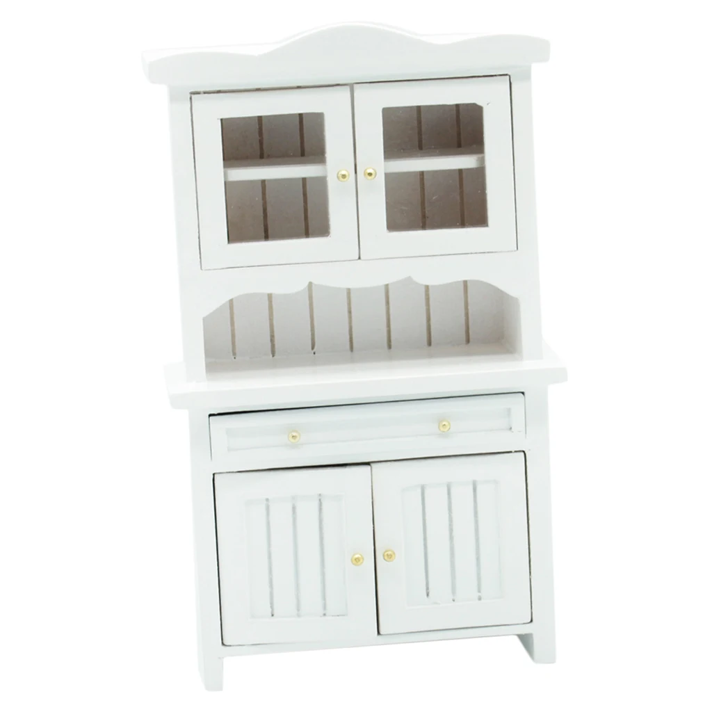 

1/12 Dollhouse European Style Wood Display Cabinet Accessory