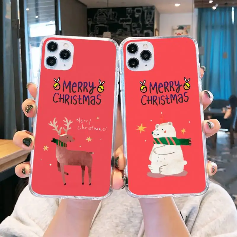 

Christmas Phone Case Transparent soft For iphone 13 12 11 8 7 plus mini x xs xr pro max