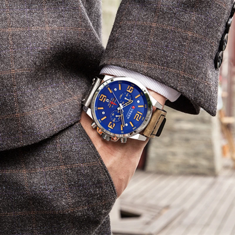 

Relogio Masculino Mens Watches Top Brand Luxury Men Military Sport Wristwatch Leather Quartz Watch erkek saat 8314
